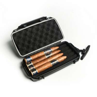 Black Color Outdoor Usage Airtight Anti Crush Smell Proof Box Container Quality 5ct Travel Cigar Humidor