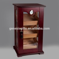 High Quality Glass Wall Large Wooden Cigar Display Humidor Cabinet w/ Cigar Accessories & Key