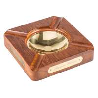 JF-3033 18*18*4cm 900g JIFENG luxury customized text square wood and metal gold 4 slots desktop cigar Ashtray for cigar bar